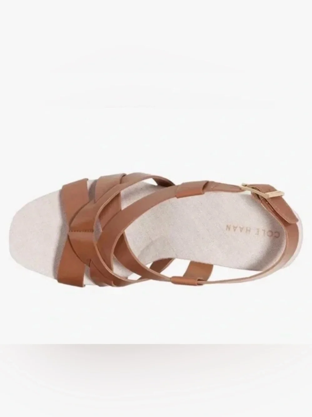 Cole Haan Brown Leather Wedge Espadrille‎ Sandals